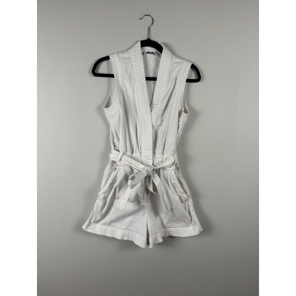 Derek Lam Collective Size 42 (Small) Womens White Tie Waist Denim Feel Romper